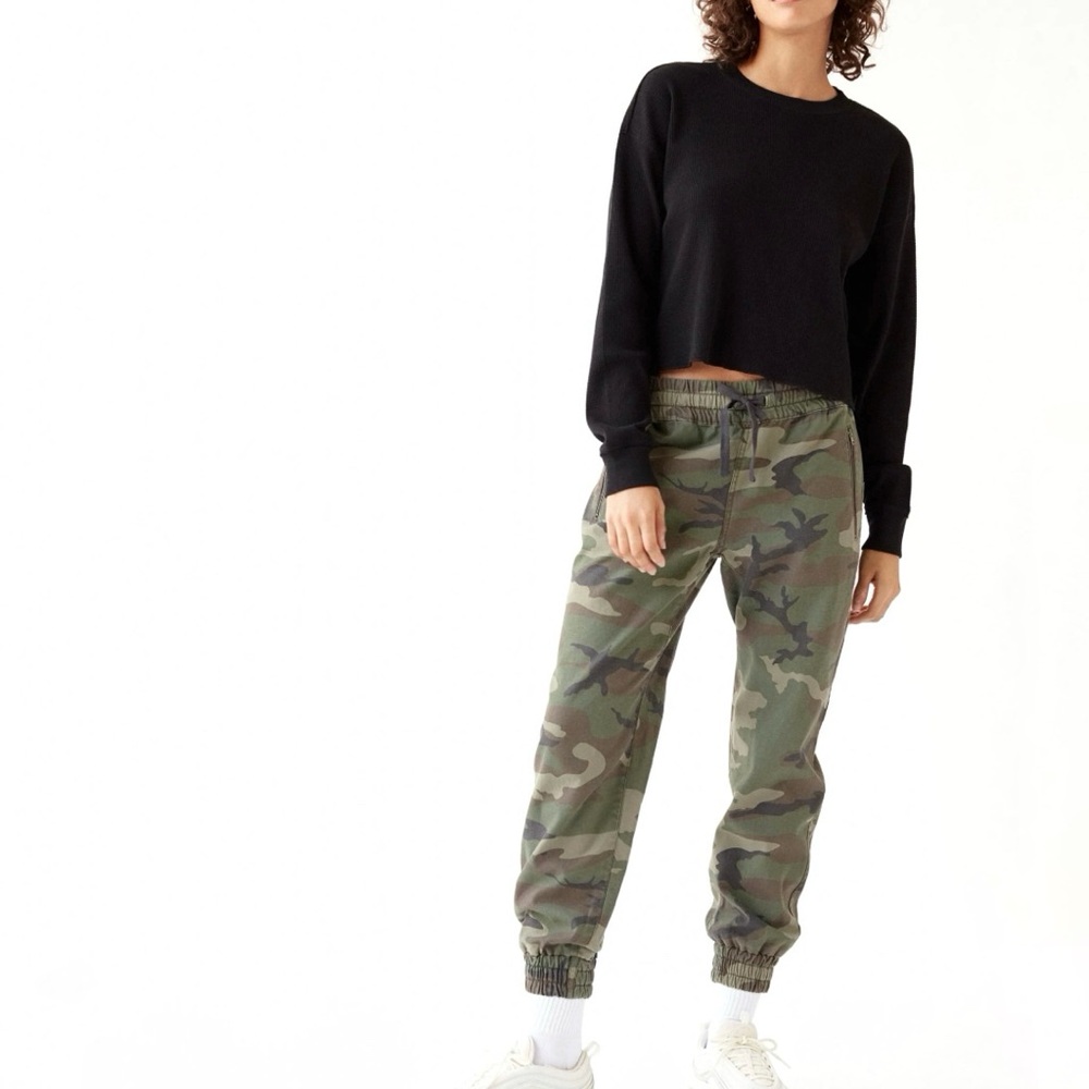 TNA Alix Green‎ and Brown Camo Track Pants Relaxed Fit Joggers Size Small